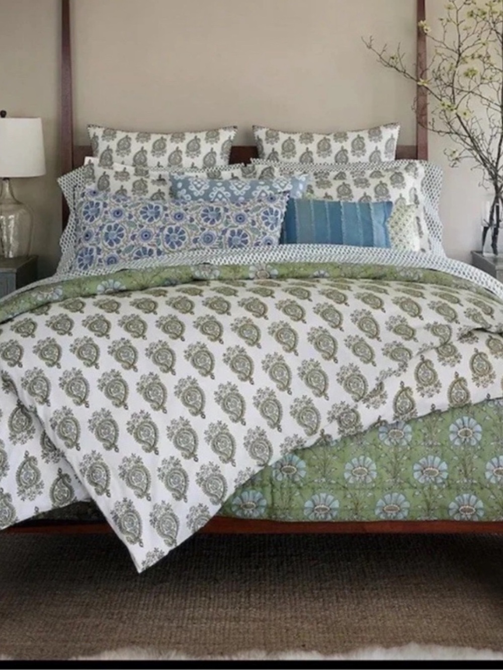 John Robshaw Nilay Leaf Organic Cotton Duvet, NWT